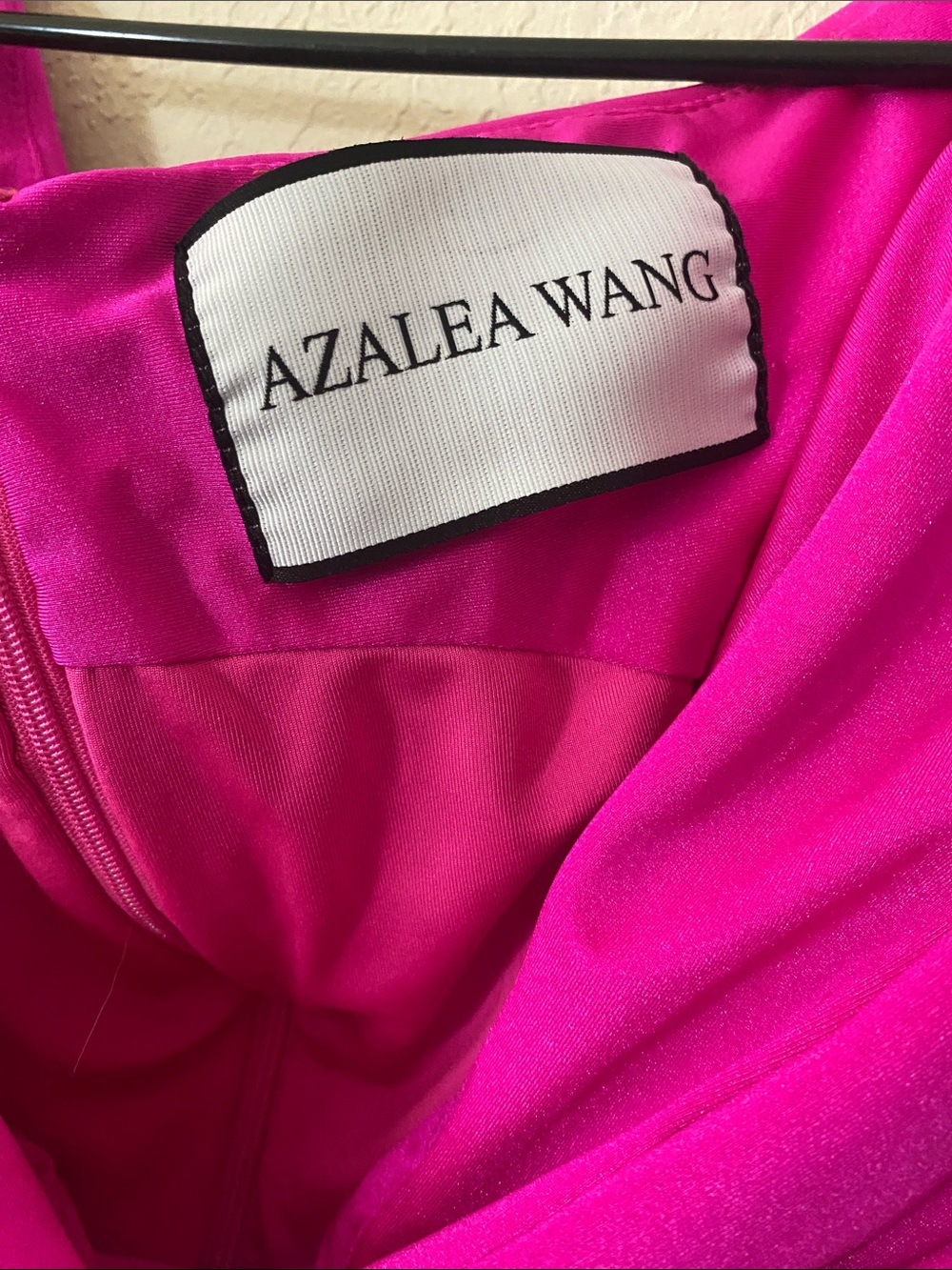 Azalea Wang Fuchsia Pink Barbiecore Glam TayTay Draped Cowl Mini Dress - Picture 11 of 13